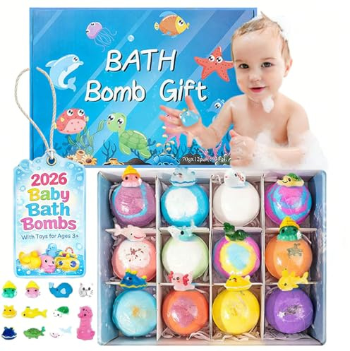 Bath Bombs Gift for Kids 3+, Surprise Dino Bath Bombs with Toys Inside, Natural Fizzy Bubble Baths Set for Boys Girls, Colorful Fizzing Kids Baths Balls for Easter Basket Stuffer