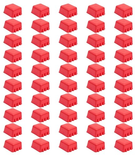 50 tazas de alimentación de color rojo brillante para aves de corral, pájaros y otros animales pequeños, cuenco de alimentación de llama