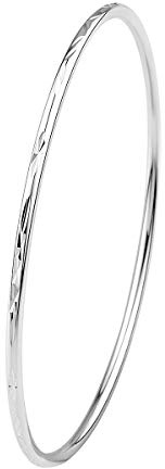 Merdia Plata Esterlina 925 Brazalete Con Simple Tallado Patrones De Flores - 6cm