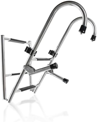 MARINE CITY Stainless Steel Anti-Slip 2+2 Step Folding Telescoping Dock Ladder - Ideal for Marines, Boats, Yachts, Swimming Pools