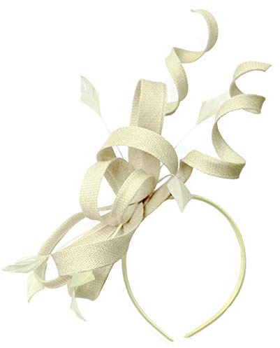Caprilite Sinamay Headband Swirl Fascinator For Women Wedding Ascot Races (Cream)