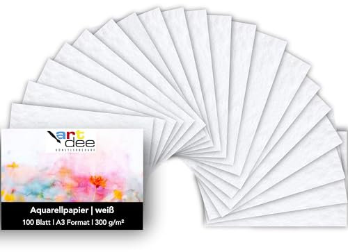 artdee Aquarellpapier, weiß, DIN A3, 300 g/m² - 100 Blatt