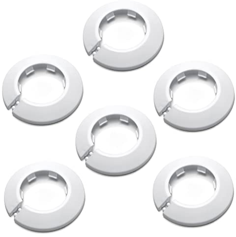 MroMax Lot de 6 cache-tuyaux en plastique PP de 40 mm de diamètre extérieur pour décoration de tuyau d'eau Blanc