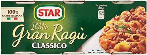 3x Il Mio Gran Ragù Star Classico tomatsås 100 % italienskt kött sås pastasås kryddsåser 3 x 100 g i burkar