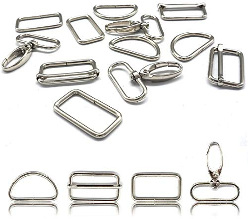 HEEFEN 40 Karabinerhaken mit Drehgelenk Metall Schnallen Set für DIY, Nähen Handtaschen Rucksackreparatur, Inkl.je 10 Karabiner Schlüsselanhänger D-Ringe Triglide-Schnallen Rechteckringe