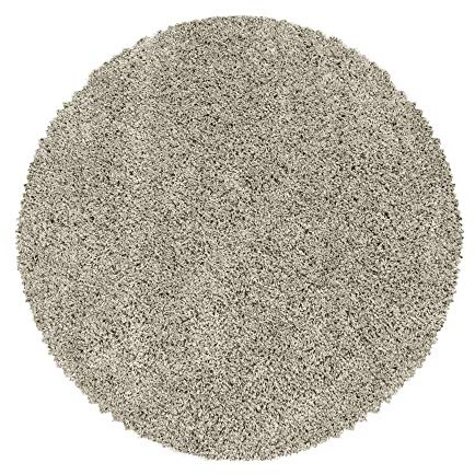 Teppium Moderner Hochflor Teppich Wohnzimmer 160 cm Rund Natur - Shaggy Flauschiger Teppich, Extra Weich, Pflegeleicht und Einfarbig - für Schlafzimmer, Küche und Esszimmer