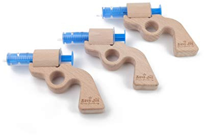 3 Stück Aqua Joe - die Wasserpistole aus Holz, Nachhaltig, Reparierbar, großer Spaß, Cowboy, (3, blau)