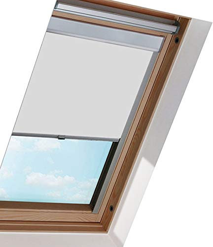 EINFEBEN Verdunkelungsrollo Rollo mit Seitenschienen für Dachfenster / F04 Grau (49.3x74.0cm)/ Verdunkelungs-Rollo Fensterrollo