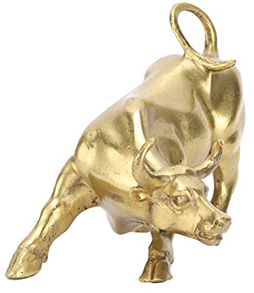 Hapivida Messing Bull Skulptur, Moderne Abstrakte Stier Figur Kunstwerk für Home Office Schreibtisch, Wohnzimmer und Bücherregal, Geschenk für Freunde und Familie