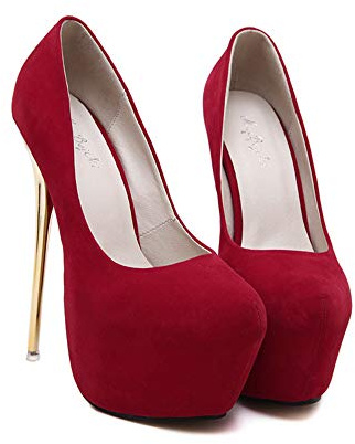 Sandali da Donna con Tacco Alto, 5 cm, con Plateau, Stiletto, 16 cm, per Matrimoni, Feste, Abiti (41 EU, Rosso)