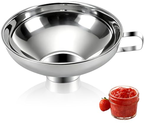 Embudo para conservas de acero inoxidable, embudo grande para alimentos, embudo para tarro de boca ancha de metal, herramientas de cocina con mango para tarros de boca ancha y regular(L)