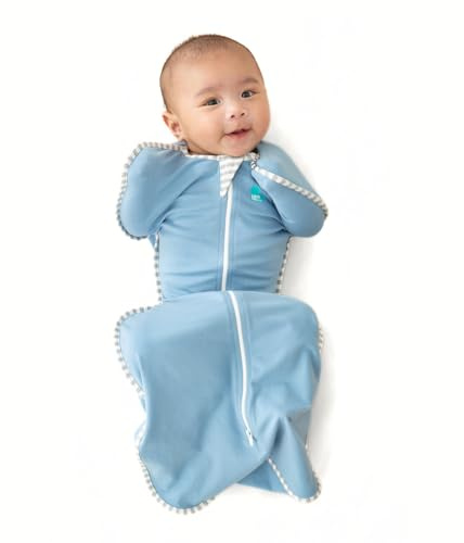 Love To Dream™ Swaddle UP™, Größe S 3,5–6 kg – Blau | Angenehme Passform, fördert gesunden Schlaf | 1,0 Tog, ideal Frühling & Sommer (20–24 °C) | Waschbare Baumwolle & Doppelreißverschluss