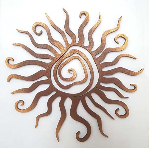 kh Teile Holz Wanddeko Sonne Spirale 20cm Wandbild Innen Außen Garten Geschenk Idee Wandschmuck Wand Deko (Braun, Bronze)