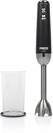 Mixeur plongeant Princess - 1 200 W - Lames en inox - Vitesse réglable & fonction turbo - Verre mesureur