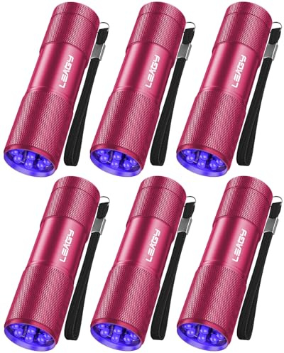 LEAGY Paquete de 6 luces LED UV ultra violeta luz negra 9 LED luz al aire libre etc (Rosa)
