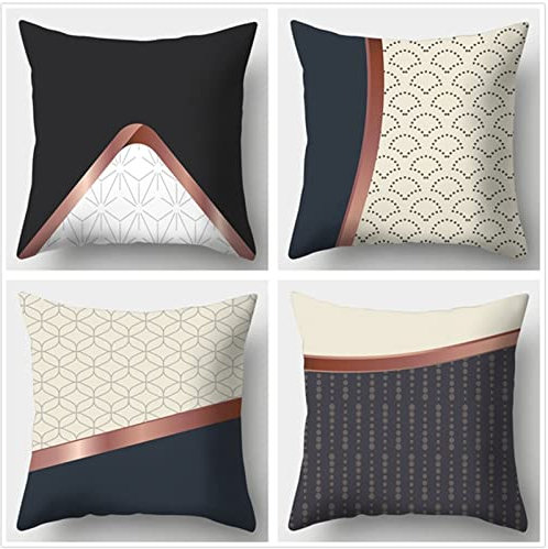 Kissenbezug 30x30cm 4er SetBoho Wohnzimmer Outdoor Deko, Schlafzimmer Zimmer Dekor Kissenhülle Kissenbezüge mit Verstecktem Reißverschluss, Couchkissen, Sofakissen Weinachten Geometrische Abstraktion