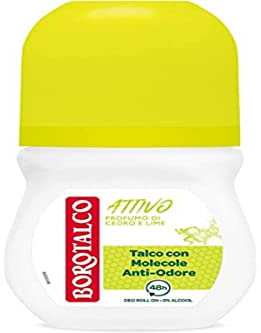 Borotalco, Deodorante Roll On Attivo Giallo, Formula Senza Alcool e con Talco con Molecole Anti-Odore, Efficacia Fresca, 48h di Efficacia, Profumo di Cedro e Lime - 1 Flacone da 50 ml