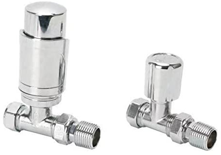 Radiator Valves Thermostatic Radiator Valves Angled or Straight Lockshield UK Valve 1/2 x 15mm (Straight Chrome)
