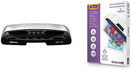 Fellowes Laminiergerät A4 Saturn 3i für Laminierfolien 80-125 Mikron Stärke & Laminierfolien A4 ImageLast, 80 Mikron (2 x 80 Mikron)