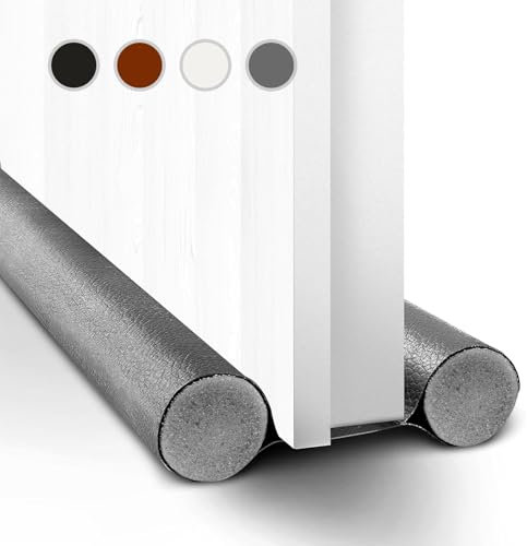 2 Stücke Zugluftstopper für Türen 96cm, tür Luftzugstopper, Türdichtung Unten, Schall und Staubdichte Türbodendichtung, Zugluft Kälte Lärm Stoppen (Grau)