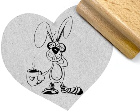 Stempel Frohe Ostern, KAFFEEhase - Osterstempel Textstempel Osterkarten Geschenkanhänger Osterdeko Basteln Tischdeko Scrapbook - zAcheR-fineT