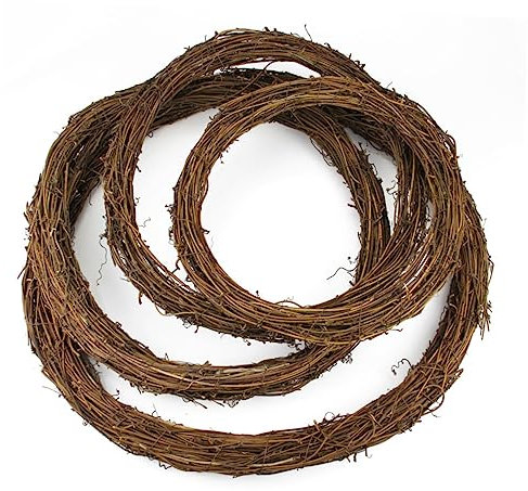 TOPBATHY 2st Weihnachtstür Hängende Verzierung Weidenkranz Girlandenring Aus Rattan Festlicher Kranz Floraler Ringkranz Getrockneter Rattanring Bambus Runden Weinreben