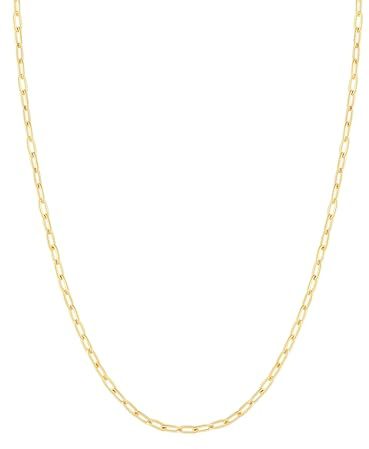 FOCALOOK Collar Mujer Oro 18K Acero Inoxidable 316L 1.8mm Cadena Fina Delgada Apilable con Colgante 50cm Eslabones Cuadrados Joyería Simple de Moda Regalo