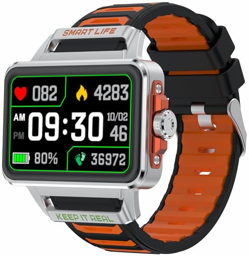findtime Smartwatch Herren Damen mit Herzfrequenzmessung Schlaftracker Fitnessuhr NFC Musiksteuerung Message Reminder Spielen Militär Sportuhr Jugendliche Schrittzähler Uhr Armbanduhr für iOS Android