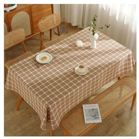 BCughia Tischdecke 90x140CM Rechteckig, Tischtuch Wasserabweisend Baumwolle Leinen Waffel Muster Tischtuch für Indoor, Outdoor, Essen, Küche, Kaffee