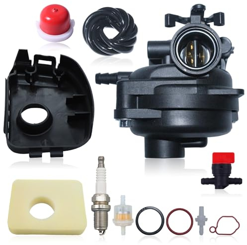 AUMEL Carburateur Kit 799583 pour Briggs & Stratton 300E 450E 500E 550EX Tondeuse avec Bougie d'Allumage Filtre à Air en Coton Cache Filtre à Air Filtre à Carburant Bulles d'huile Tuyau d'huile