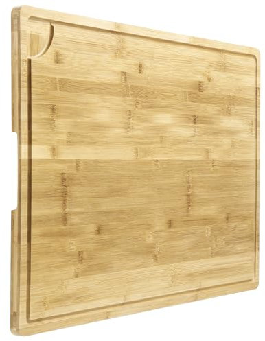 GarveeHome Extra großes Bambus-Schneidebrett mit Saftrille und Griffen, über der Spüle, für Wurstwaren und Fleischzubereitung, 30 x 20 cm