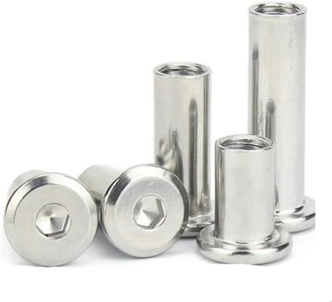 10 Stück/Los M3 M4 M5 M6 M8 Edelstahl Flachsechskant Innensechskant Möbelnietverbinder Einsatz Verbindungshülse Überwurfmutter-M5-30 mm x10 Stück