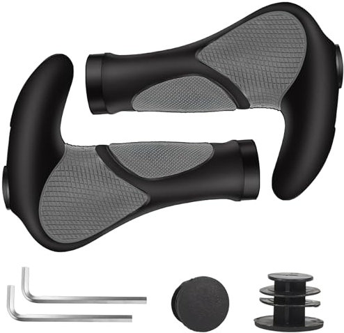 Fahrradgriffe, Rutschfester Lenkergriffe Fahrrad, Fahrradlenker MTB Griffe Ergonomisch mit Zwei Seiten Lock On Design Horn, 22 mm Fahrrad Griffe für Trekkingrad E-Bike Cityrad Rennrad Mountainbike (A)