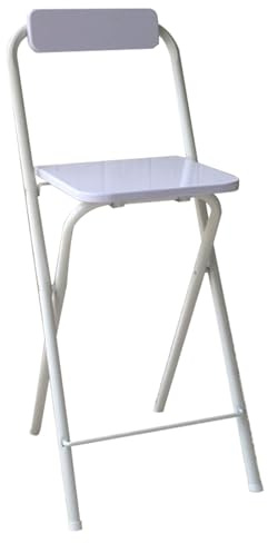 YZWZZXC Sgabello Pieghevole da Bar con Schienale, Sedie da Bar Pieghevoli da Bancone, Sgabello da Bar in Acciaio per Uso Domestico, Sedia da Cassiere, per Campeggio All'aperto(White,60cm/24in)
