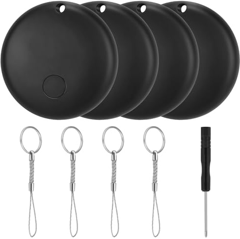 LOSHALL 2/4 Pack Smart Tags Item Finders Works with Apple Find My (iOS Only), Tracker Tag Item Locator for Key, Luggage, Backpack, Wallet, Pet (4 Black)