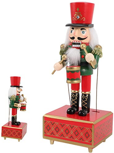 GARVALON Holz Nussknacker Spieluhr Weihnachtsdeko Melodiebox Musikalische Verzierung Bastelarbeit