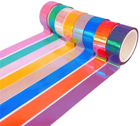 Whakano 8 Rollen Klebeband 5m x 15mm,Transparent Zierstreifen selbstklebend,Dekoratives Klebeband zum Basteln,Hochzeit,Party Dekor,Handwerk,Geschenkdekor,Scrapbooking,Blumensträuße,Gemischte Farben