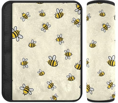 Cute Bees - Almohadilla suave para cinturón de seguridad, acolchada con algodón, funda para mango de cochecito, fundas para cinturón de seguridad de coche para niños