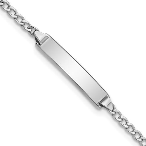 4,5 mm 14 Karat Weißgold, poliert, mit halbmassivem Komfort-Panzerarmband, Schmuckgeschenk für Mutter, 14 centimeters, Gold Metall Weißgold, Kein Edelstein
