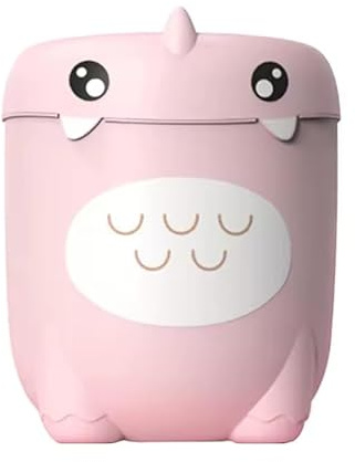BESCH Cubo Papelera para Habitaciones con Forma de Dinosaurio Rosa - Cubo de Basura Sin Tapa para Escritorio, Papelera Pequeña Forma Animal