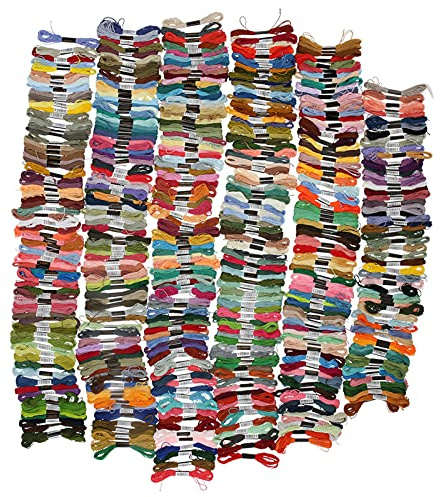 Holigie 447 piezas de hilo de bordar, hilo de punto de cruz, madejas de poliéster y algodón, multicolor para hilos de punto de cruz, pulsera, hilo, hilo artesanal, juego de hilo