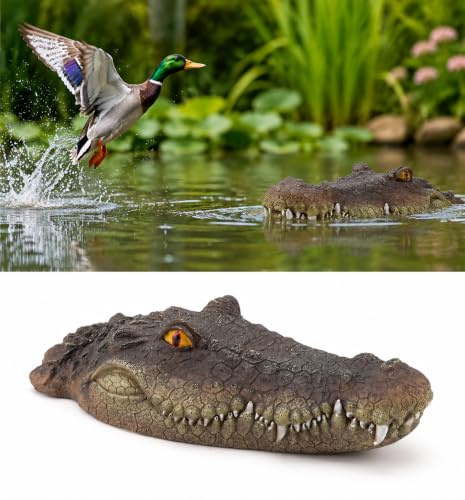 Liwankaqi Floating Crocodile Head Garden Pond Water Feature Ornament | Detailed Fake Alligator Head For Pond Protection Decoration Lifelike Floating Crocodile Garden Ornament