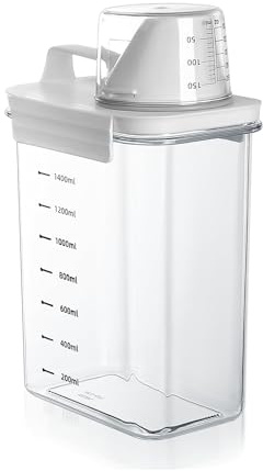 Waschmittel Aufbewahrung Feuchtigkeitsbeständig Waschpulver BehäLter - 1800ml Luftdichter Waschmittelspender mit Messbecher - zur Aufbewahrung von Waschpulver und Flüssigwaschmittel