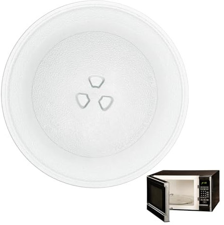 Piatto microonde in vetro 24,5 cm, Piatto girevole di ricambio con 3 punti di fissaggio integrati, piatti vetro rotondi, per forno microonde con supporto rotondo(16-19cm)