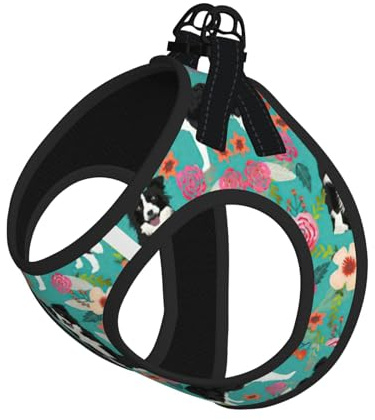 Border Collie Hundegeschirr mit Blumenmuster, reflektierend, Hundezubehör für kleine, mittelgroße und große Hunde und Katzen
