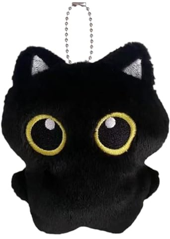 Genérico Peluche De Gato - Peluche De Gatito Negro Suave | Llavero Decorativo para Bolsos, Muñeco Tierno para Mochilas De Niños Y Niñas, Decoración Habitación Infantil