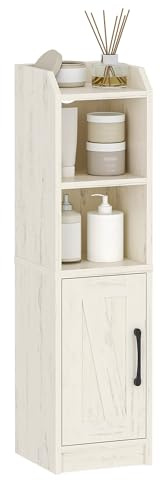 Hzuaneri Badezimmerschrank, Toilettenschrank, Schmaler Badschrank, Schrank Badschrank mit Tür und Verstellbarem Einlegeboden, Geringer Platzbedarf Badregal, 20 x 20 x 75 cm, Rustikales Weiß BC26014X