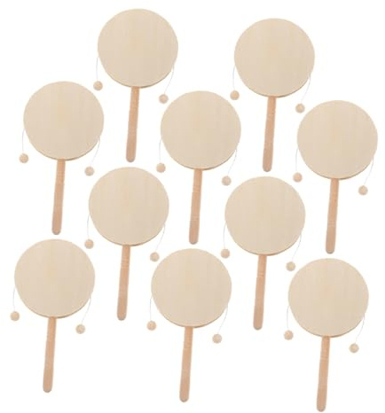 Didiseaon Tambours à Hochet pour Projets Artistiques et Moments en Famille 10pcs en Bois Brut Non Peints Design Créatif DIY pour Jeux Éducatifs
