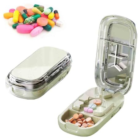 Taglia Pillole,Separatore Di Pillole Portatile Con Lama Per Pillole,Piccole Grandi E Più Pillole,Divisore Per Pillole Da 1/2,1/3 E 1/4,Taglia Pillole Per Anziani,Bambini,Animali,Viaggi (Verde)