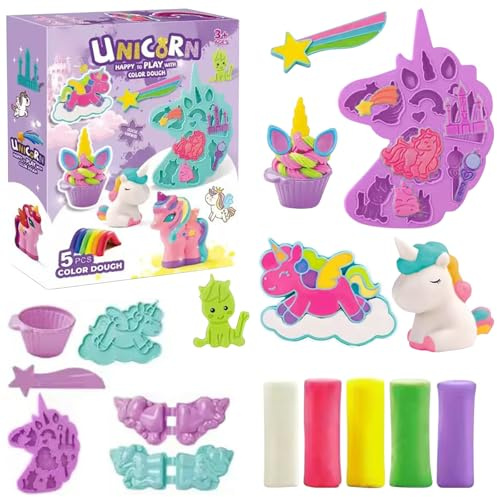 LETTERASHQP 11 Stück Knete Zubehör Knetwerkzeug für Kinder ab 2 3 4 Jahre | Einhorn Plastilin Werkzeuge DIY knetwerkzeug Einhorn Kinderspielzeug Knete Zubehör Set für Kinder Jungen Mädchen